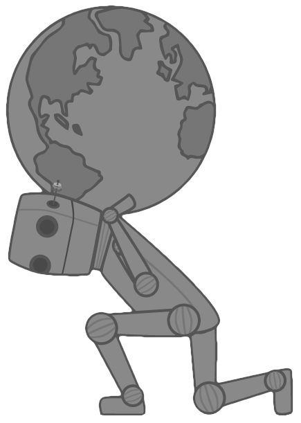 A robot holding the world on its back, like Atlas.